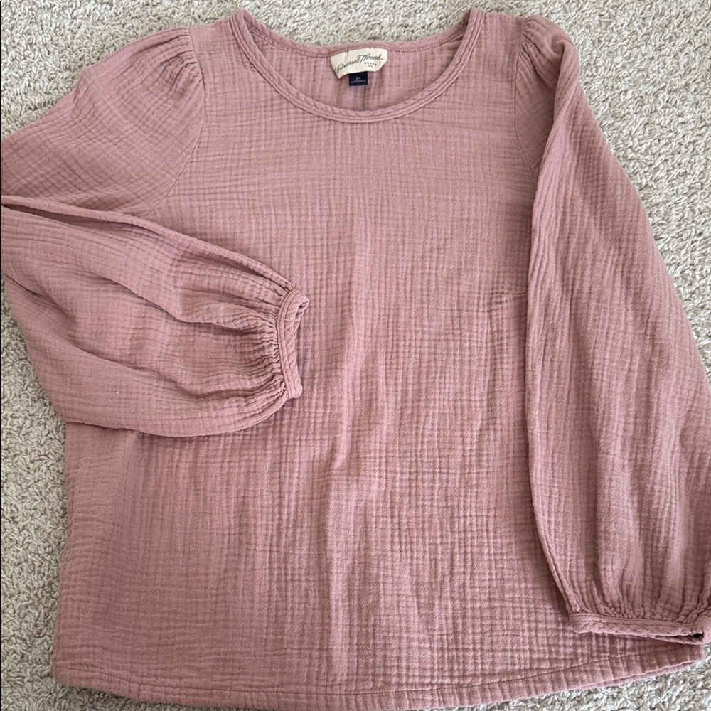 Universal Thread Mauve Textured Long Sleeve Gauze Top